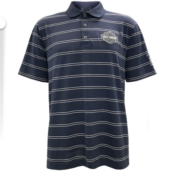 Harley-Davidson Other - Harley Davidson Golf Polo Navy Blue and White Striped - Embroidered Logo